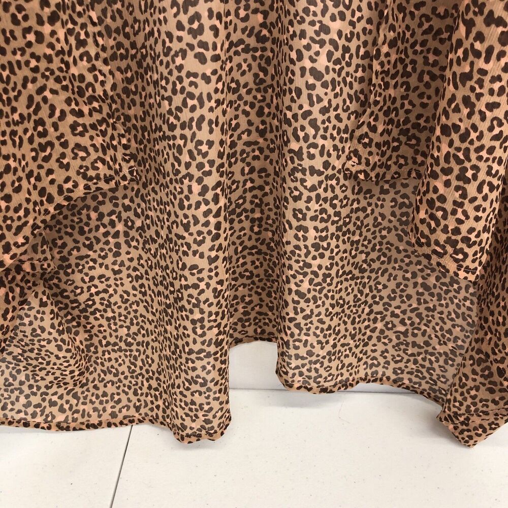 Aerie Leopard Print Cover Up Women’s OS Sheer Brown Pink Kimono Sleeve Open Wrap - Picture 6 of 10